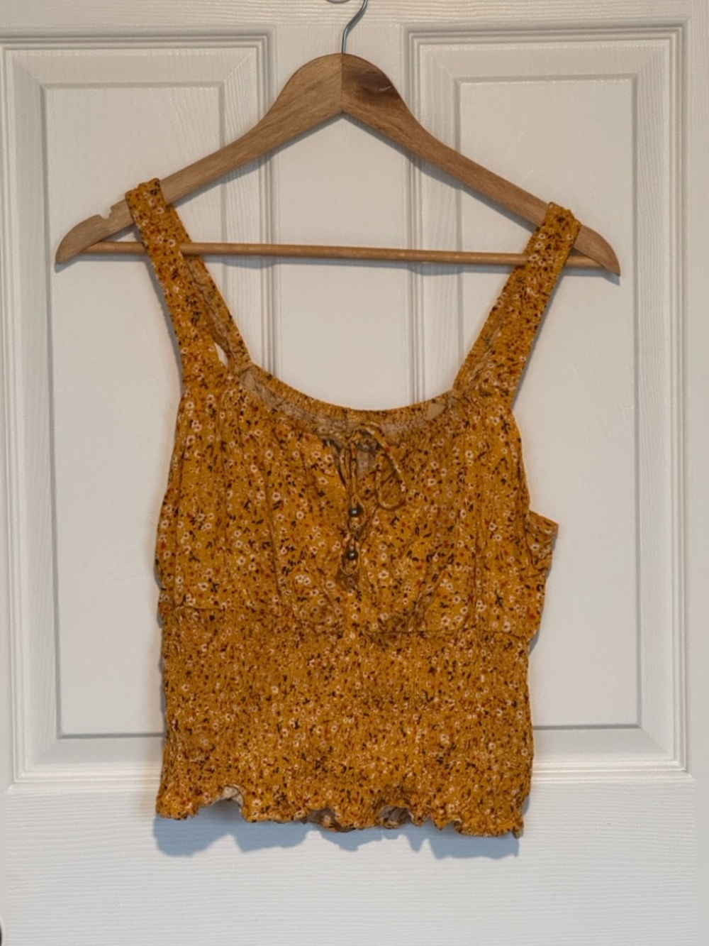 Shyanne Yellow Floral Smocked Cropped Tank